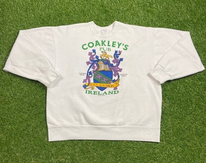 Vintage Coakley's Pub Crewneck Sweatshirt Size XL Ireland Bar Scotland Original Scottish Great Britain UK 1990s 90s Pull Over Oversized