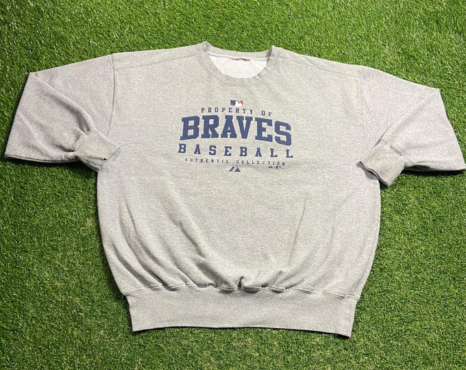 Vintage Atlanta Braves Crewneck Sweatshirt Size XXL 2XL MLB Baseball Georgia Chipper Jones Pull Over Oversized 1990s 90s