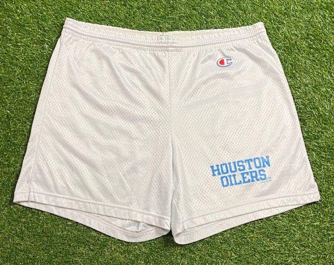 Vintage Houston Oilers Shorts Champion Made USA Size Medium M NFL Football Tennessee Titans Warren Moon 1990s 90s