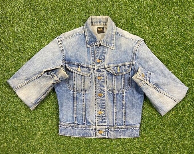 Vintage Lee Jean Jacket Made USA Size Xtra Small XS American USA Classic Blue Jean Jacket Button Down 1970s 70s