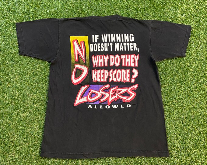 Vintage No Losers Allowed T Shirt Tee Size Large L Funny Saying Comical T Shirt Comedy 1970s 70s