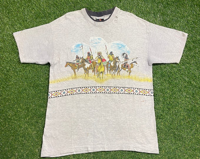 Vintage Native American T Shirt Tee Made USA Size Xtra Large XL Native Spirit Indigenous People 1990s 90s
