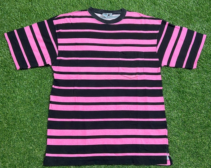 Vintage Striped Cool Pattern T Shirt Tee Dash Size Xtra Large XL Quality Fit Original Classic 1980s 80s