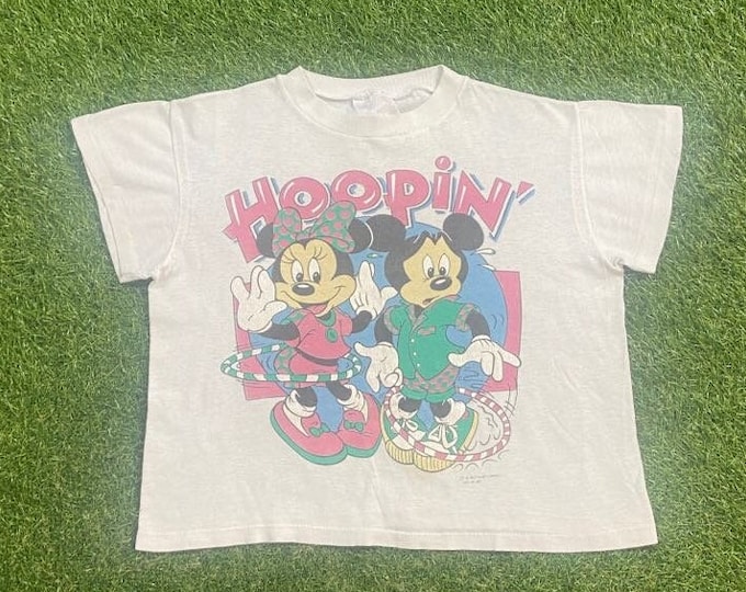 Vintage Mickey and Minnie Mouse T Shirt Tee Made USA Size Youth 10-12 Walt Disney World Magic Kingdom Disneyland Classic Rare 1990s 90s