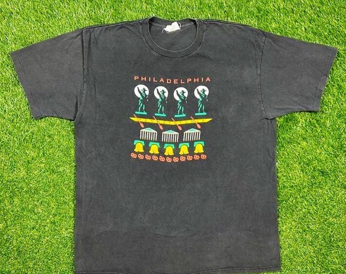 Vintage Philadelphia Pennsylvania T Shirt Tee Tough T's Made USA Size Xtra Large XL Ben Franklin 1980s 80s Tourist