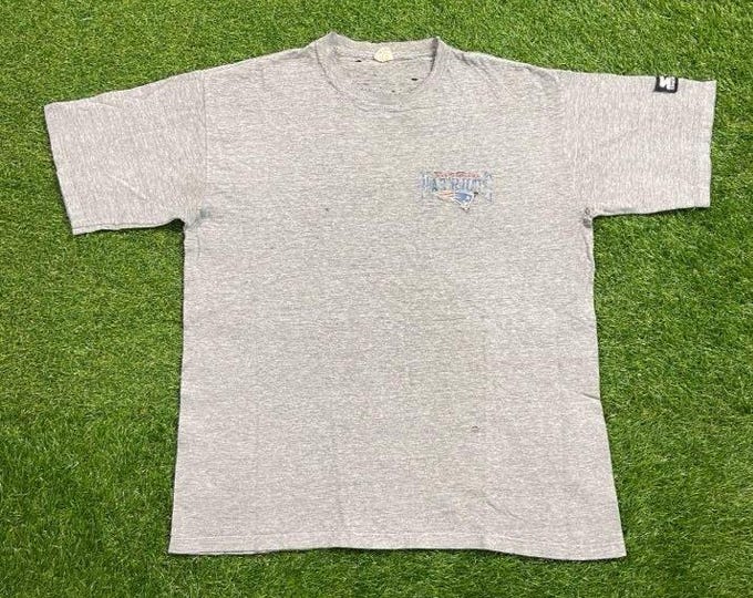 Vintage New England Patriots T Shirt Tee Starter Made USA Size Large L NFL Football Boston Massachusetts Tom Brady TB12 Super Bowl 1990s 90s