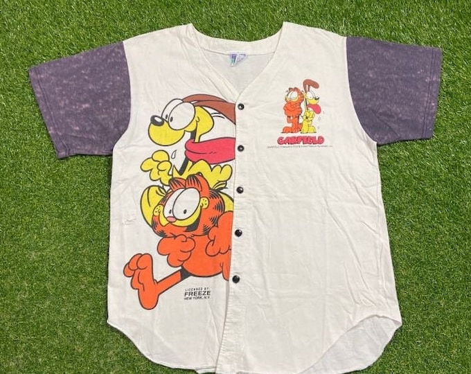 Vintage Garfield T Shirt Tee Freeze Made USA Size Xtra Large XL Jim Davis Classic Cartoon Animation 1980s 80s