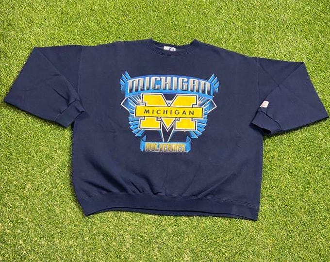 Vintage University of Michigan Wolverines Crewneck Sweatshirt Made USA Size Xtra Large XL NCAA College Football Big House Detroit 1990s