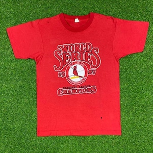 Vintage St Louis Cardinals World Series 1987 T Shirt Tee MLB Baseball Missouri Screen Stars Medium Made USA 80s Cards Rood mooie jaren 1980 M