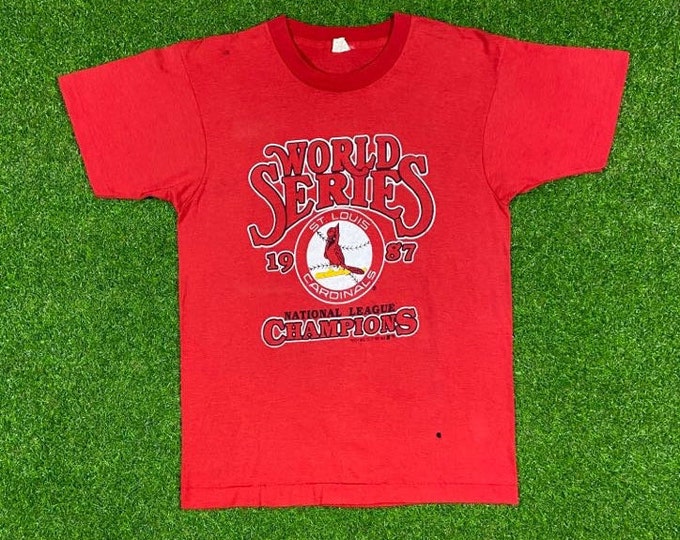 Vintage St Louis Cardinals World Series 1987 T Shirt Tee MLB Baseball Missouri Screen Stars Medium Made USA 80s Cards Red beautiful 1980s M