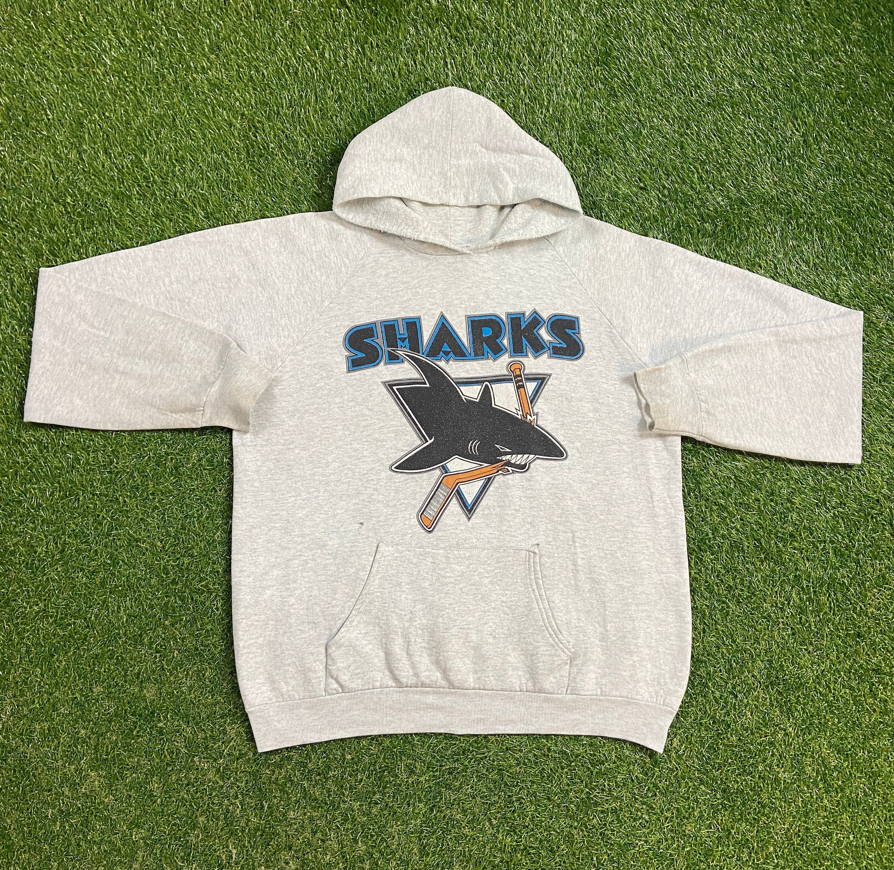 VillaPickersStore Vintage Champion San Jose Sharks NHL Sweatshirt Large 90s San Jose Sharks Spell Out Sweater Sharks National Hockey Team Crewneck Size L