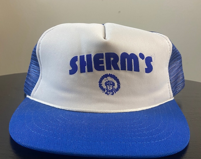 Vintage Sherm's Snapback Hat Size Medium / Large Cap Classic Quality 1980s 80s Trucker Funny Deadstock Nos