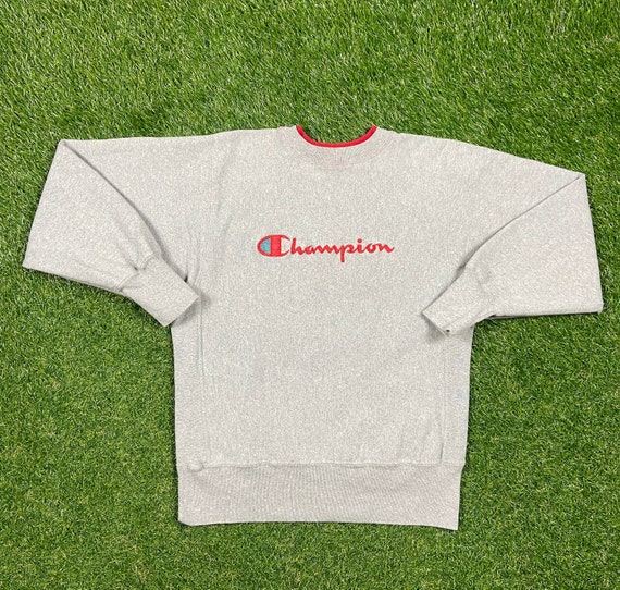 Vintage Gray Red Lining Champion Reverse Weave Crewneck Sweatshirt Medium M  Quality 1990's Oversized Fit Made USA Original 90s Pull Over - Etsy UK