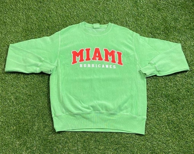 Vintage University of Miami Hurricanes Crewneck Sweatshirt Champion Size Medium M 305 The U Miami Style Florida NCAA College Football 1990s