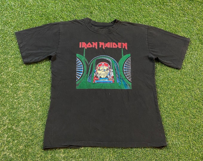 Vintage Iron Maiden T Shirt Rock Band Tee Size Medium M Heavy Metal Hard Rock 1980s 80s European Graphic