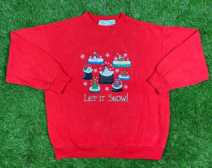 Ugly Let it Snow! Christmas Sweater Vintage Tacky Holiday Party Merry Santa Classic Medium Xmas 90s 80s Knit Classic