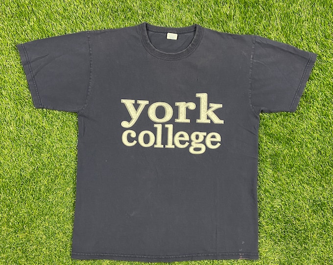 Vintage York College T Shirt Tee Russell Athletic Size Medium M Jamaica Queens New York NYU