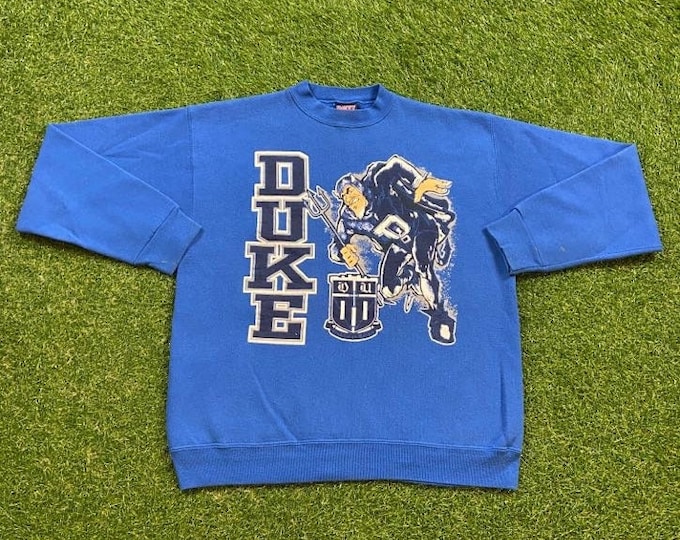 Vintage Duke University Crewneck Sweatshirt Savvy Made USA Size Large L NCAA College Basketball Blue Devils 90s 1990s