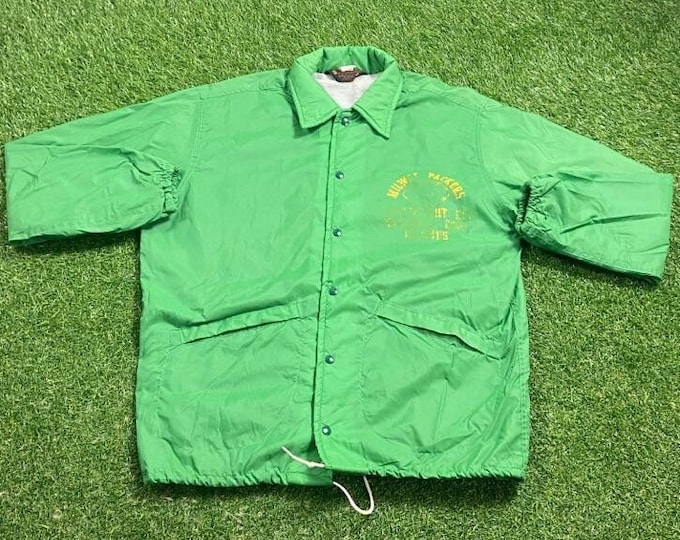 Vintage Packers Windbreaker Jacket Made USA Size Medium M NFL Football 1990s Quality Favre Rodgers Wisconsin Light Rain Coat 90s