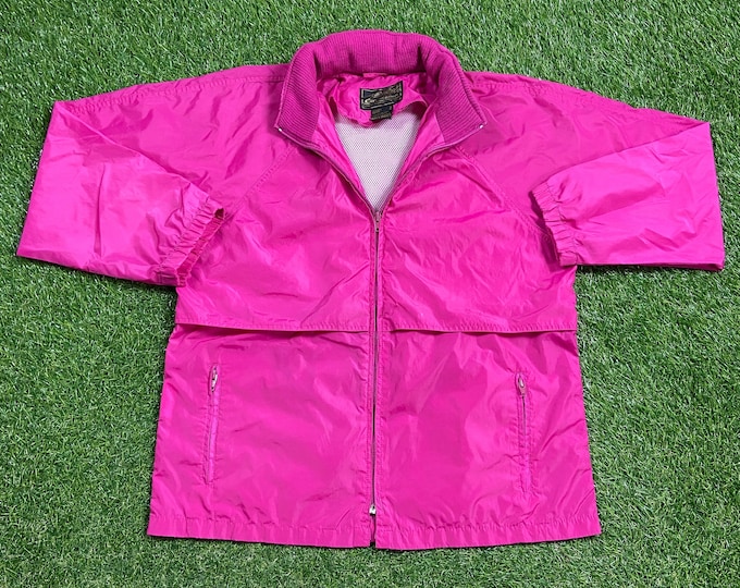 Vintage Eddie Bauer Winter Athletic Jacket Size Medium Warm Zipper Windbreaker Raincoat 1990s Coat Hiking Coat Outdoor Rain Weather Pink