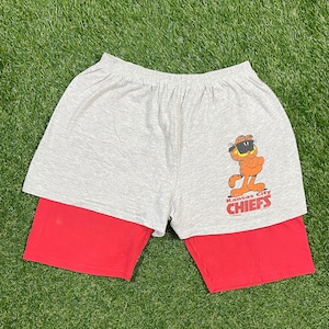 Vintage Kansas City Chiefs Sweat Shorts Ultimate Sports Wear Made USA Size Xtra Large XL NFL Football 1990s 90s Garfield the Cat