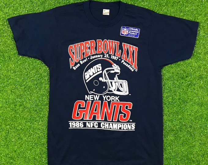 Vintage New York Giants NFL Football T Shirt T-Shirt Super Bowl Champion 1987 1980s Ny Old Logo Made USA Single Stitch Deadstock NEW Tee 80s