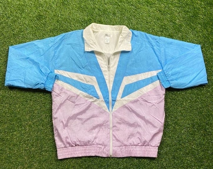 Vintage Bocoo Windbreaker Zip Up Jacket Size Small S Multicolor Streetwear Sport Active Wear Classic Light Rain Coat 1990s 80s