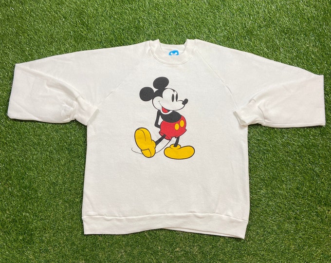 Vintage Mickey Mouse Crewneck Sweatshirt Made USA Size Xtra Large XL Walt Disney World Magic Kingdom Disneyland Classic Rare Pull Over 1980s