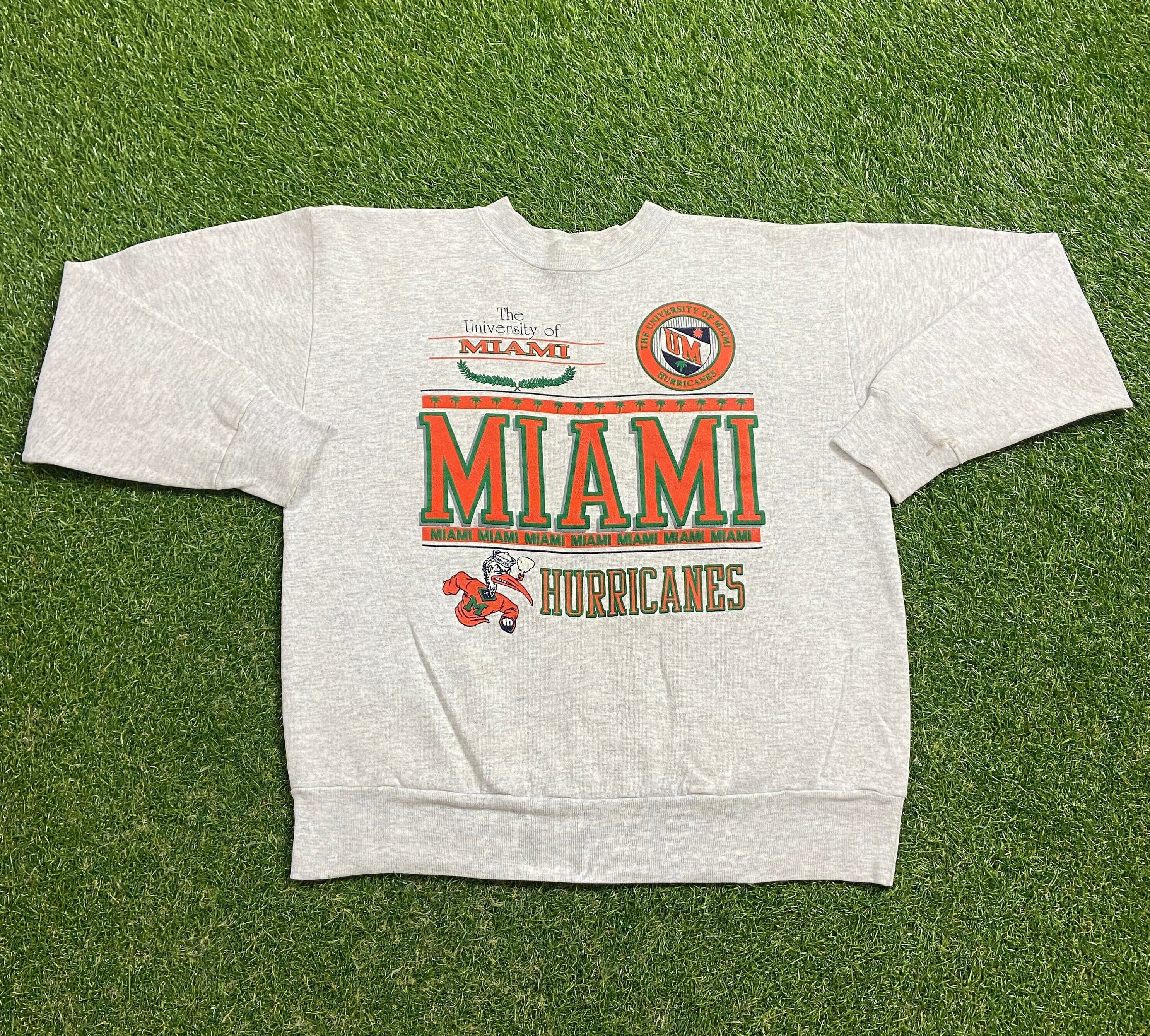 Vintage University of Miami Hurricanes Crewneck Sweatshirt Made USA Xtra  Large XL 305 The U Miami Style Florida NCAA College Football 1990s