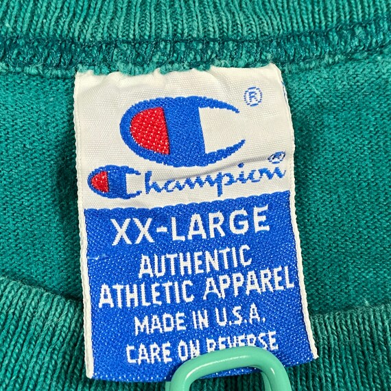 Vintage Green Champion T Shirt Tee Made USA Size XXL 2XL Classic 