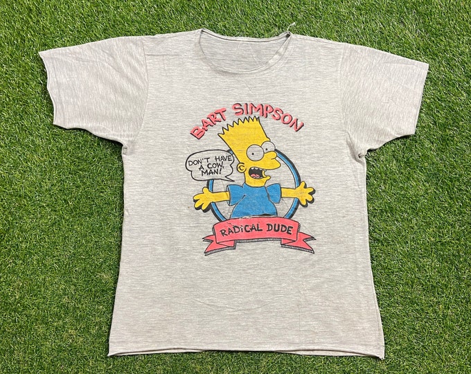 Vintage Bart Simpson T Shirt Tee The Simpsons Size Small S 1980s 90s ABC Classic Cartoon Tv Show Boot Distressed Has Holes Sold as Is