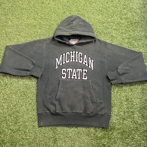 Vintage Michigan State University Hoodie Sweatshirt Size Medium M NCAA Football Spartans Detroit Classic MSU 1990s 90s Pull Over Oversized