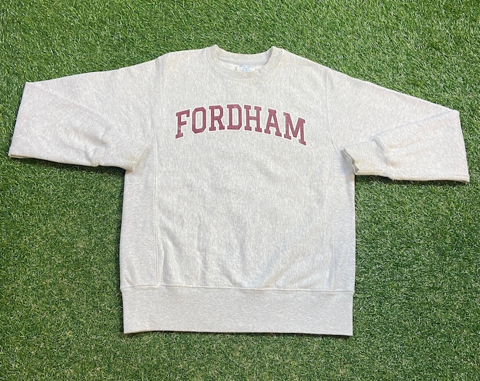 Vintage Fordham University Crewneck Sweatshirt Champion Size Small S Reverse Weave New York City Bronx NYC Pull Over Oversized 1990s 90s