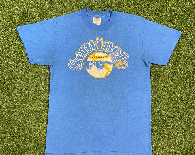 Vintage Seminole Baseball T Shirt Tee Oneita Made USA Size Medium M 1980s 80s Orlando