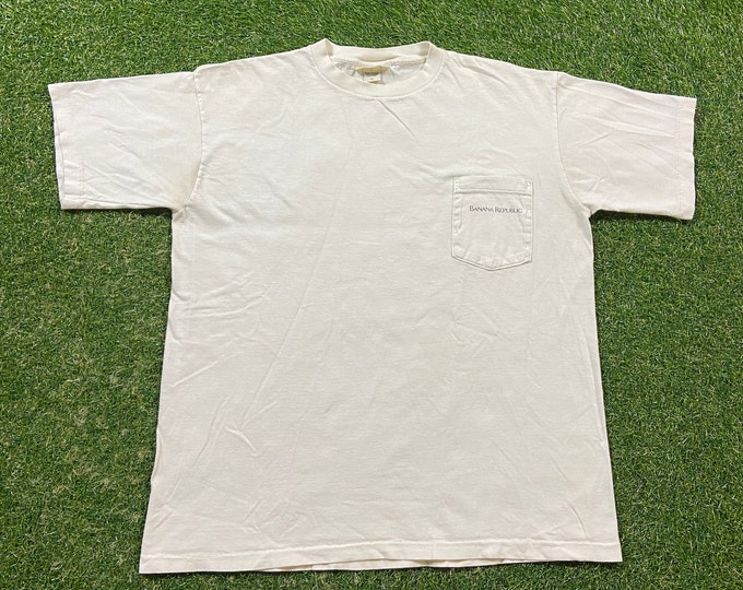 Vintage Banana Republic T Shirt Tee Made USA Size Medium M Travel and Safari Clothing Co America Apparel 1990s 90s