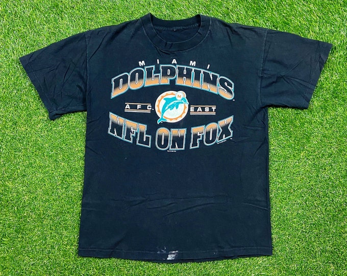 Vintage Miami Dolphins T Shirt Tee Size Large L NFL Football Florida 305 Dan Marino 1990s 90s
