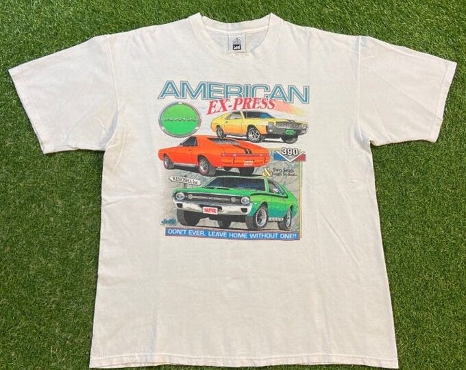 Vintage American Express AMX T Shirt Tee Lee Made Usa Size Xtra Large XL Classic Car Speedway NASCAR Daytona 500 Motorsports 1990s 90s