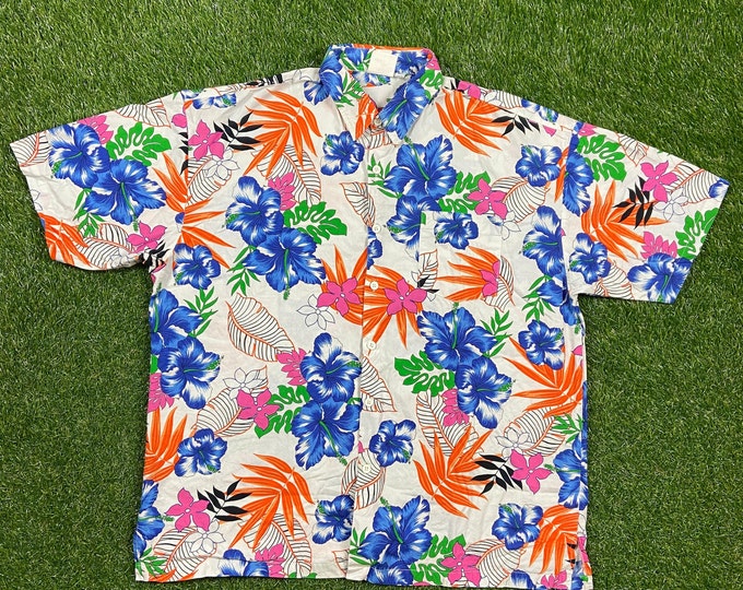 Vintage Fun Hawaiian Button Down Beach Shirt Size 3X Original 1980s 80s Classic