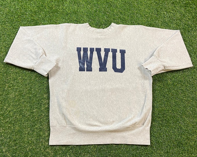 Vintage West Virginia Crewneck Sweatshirt Nu Sport Made Usa Xtra Large XL Mountaineers WVU NCAA College Football 1990s 90s Oversized