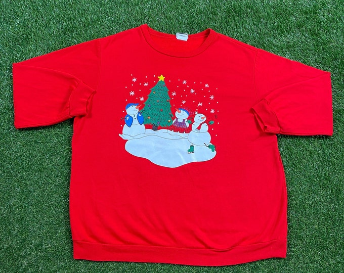 Ugly Christmas Sweater Vintage Tacky Holiday Party Merry Santa Claus Snowman Size Xtra Large XL Classic Xmas 90s Pull Over Oversized