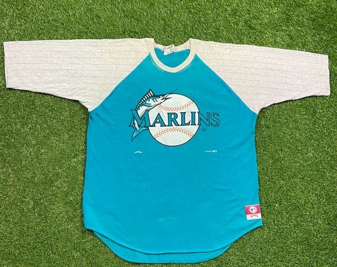 Vintage Florida Marlins T Shirt Tee Nutmeg Mills Made USA Size Xtra Large XL MLB Baseball National League 1990s 90s Classic