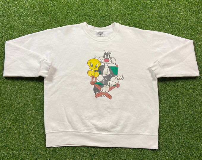Vintage Sylvester the Cat & Tweety Bird Crewneck Sweatshirt Xtra Large XL Looney Tunes Cartoon Bugs Bunny Taz Warner Bros Space Jam