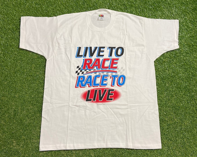 Vintage Live to Race Race to Live T Shirt Tee Size Xtra Large XL Classic Car Speedway NASCAR Daytona 500 Motorsports 1990s 90s
