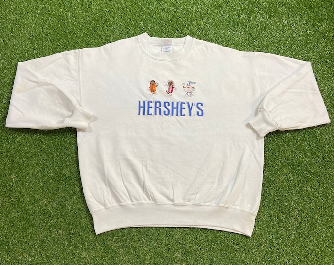 Vintage Hersheys Crewneck Sweatshirt Made USA Size Xtra Large XL Chocolate Almond 1990s 90s Classic Candy Rare Pull Over