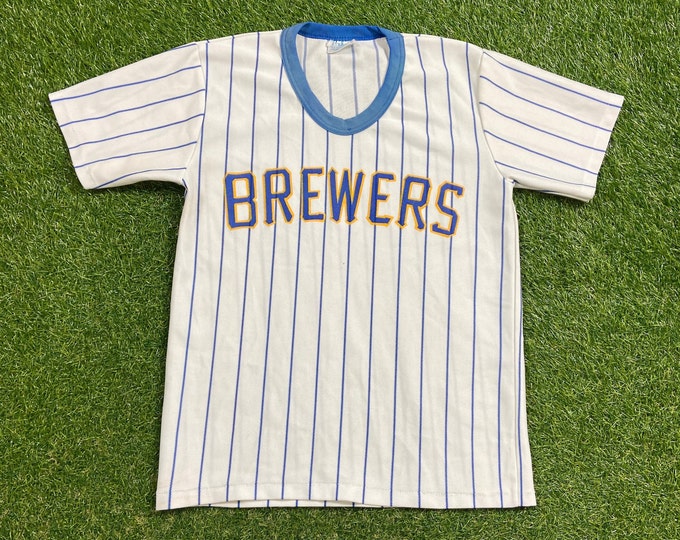 Vintage Milwaukee Brewers Jersey Pro Knit Size Large L MLB Baseball National League Classic Wisconsin 1980s 80s