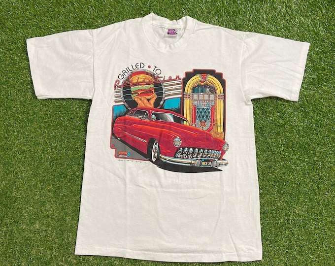 Vintage Andy's T Shirt Tee Made USA Size Large L In and Out Burger Grilled to Perfection Burger King McDonald's Fast Food Coke Classic 1990s