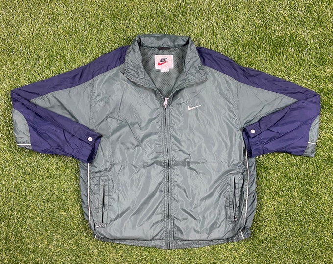 Vintage Nike Windbreaker Jacket Zip Up Jacket Just Do It! Sportswear Size Large L Athletic Wear Classic 90's 1990s Light Rain Jacket Coat