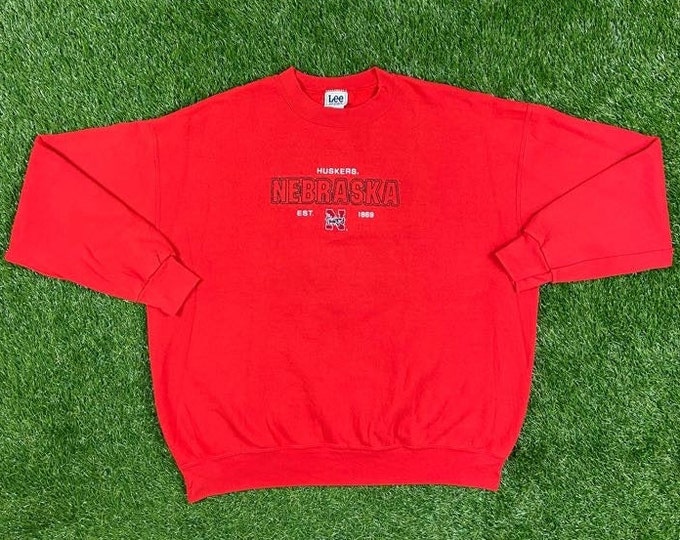 Vintage University of Nebraska Cornhuskers Crewneck Sweater Lee Sport Xtra Large NCAA College Football XL Pull Over Oversized Sweatshirt