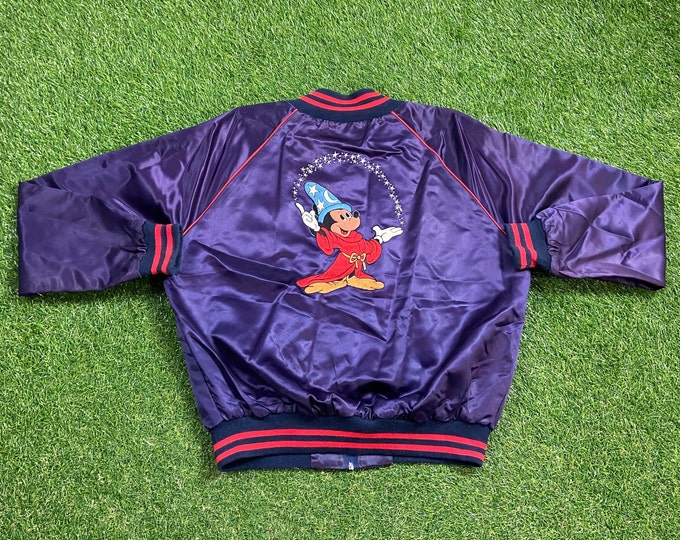 Vintage Walt Disney World Fantasia Bomber Jacket Made USA Size Medium M Magic Kingdom Disneyland Mickey Mouse WDW 1990s 90s