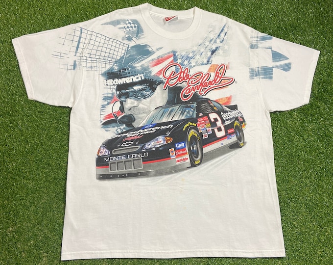 Vintage Dale Earnhardt T Shirt Tee Chase Authentics Size Xtra Large XL 1990s 90s NASCAR Ring Intimidator Racing Classic Rare Shirt